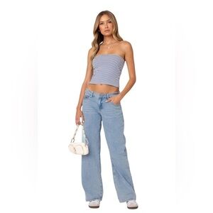 Edikted Raelynn Washed Low Rise Baggy Jeans- Size: Large
